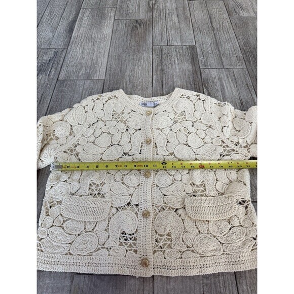 ZARA KNIT MACRAMÉ CARDIGAN - Picture 7 of 9